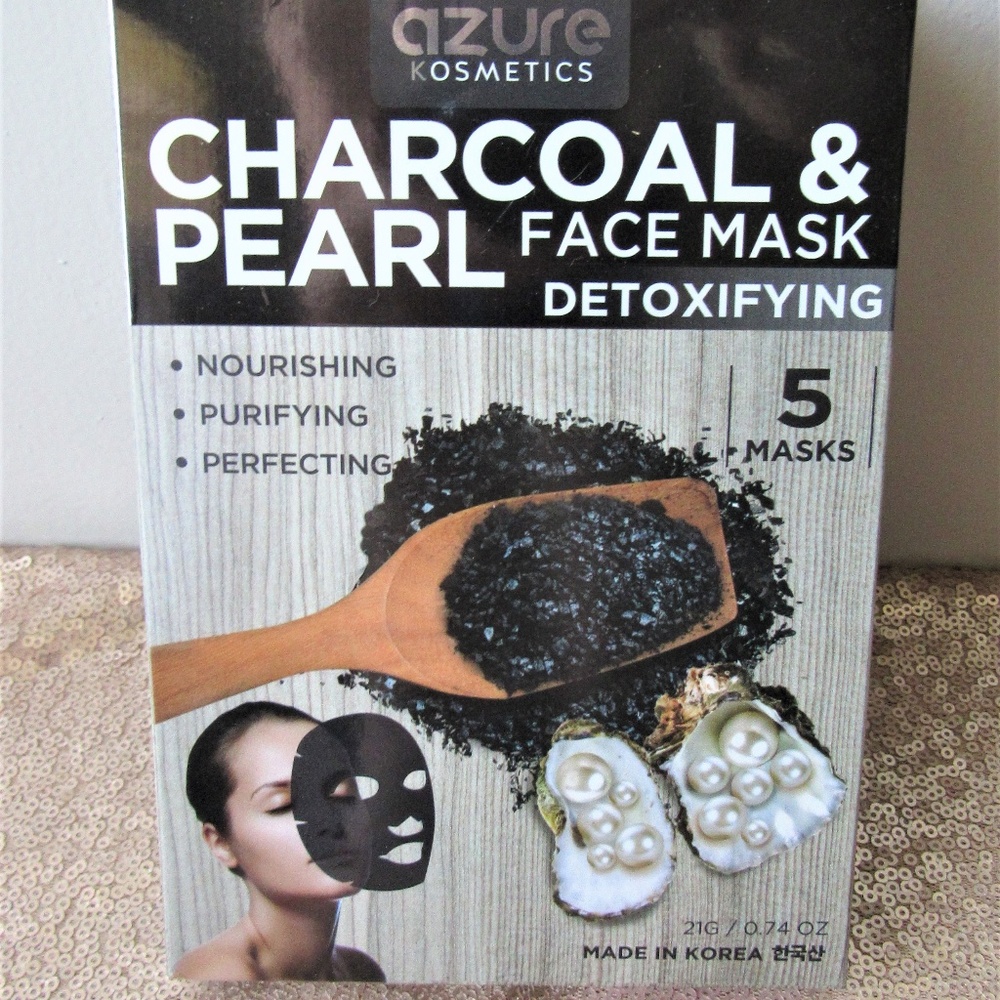 Azure Charcoal & Pearl Face Masks, Set of 5